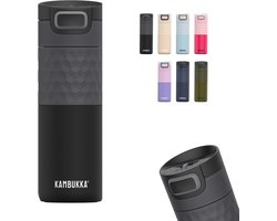Kambukka Etna Grip Thermosbeker 500 ml - makkelijk reinigen - lekvrije Koffiebeker - Black Steel