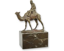 Kameel en Ruiter - Bronzen Beeld - Brons Sculptuur - Kunst Decoratie - Kamelen - 14x8x22