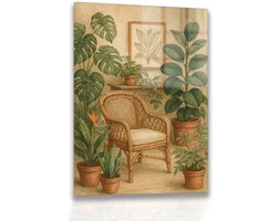 Kamerplanten met rotan - Acrylglas - Plexiglas - Glasschilderij - 30x45 cm