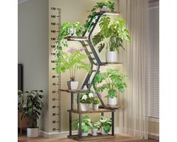 Kamerplantenstandaard met Kweeklampen - 7-laagse Plantenplank voor Grote Planten - Metalen Plantenhouder 165 cm Hoog