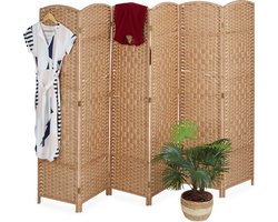 kamerscherm - 170 x 241 cm - inklapbaar - 6-delig - hout - papier - natuur