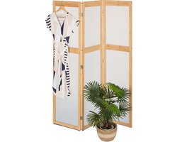 kamerscherm - 3-delig - 168 x 135,5 cm - opvouwbaar - kunststof - bamboe - natuur-wit
