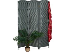 kamerscherm - 3-delig - 170 x 120 cm - voor binnen - hout - papier - grijs