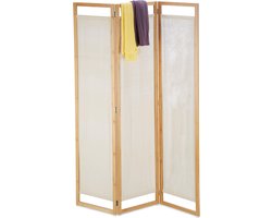 kamerscherm - 3-delig - 170 x 120 cm - voor privacy - bamboe - stof - natuur