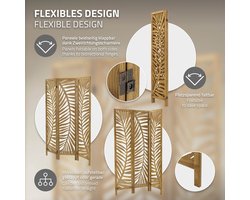 Kamerscherm 3-delig 170x121 cm opvouwbaar van hout Fukuoka ML design