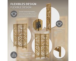 Kamerscherm 3-delig 170x121 cm opvouwbaar van hout Kyoto ML-Design