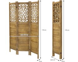 Kamerscherm 3-delig 170x121 cm opvouwbaar van hout Tokio ML-Design