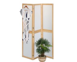 kamerscherm - 3 panelen - 180 x 136,5 cm - opvouwbaar - kunststof - bamboe - natuur-wit