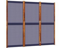 Kamerscherm 3 panelen - Ruimteverdeler Decoratief - Creëer Privacy - Opvouwbaar Acaciahout - 210x180 cm - Donkerblauw