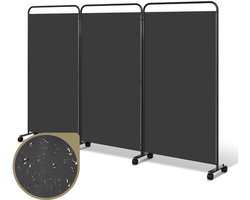 Kamerscherm 3 panelen - Ruimteverdeler op wielen - 263 x 180 cm - Kamerverdeler Tuin scheidingswand inkijkbescherming opvouwbaar - Antraciet