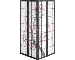 Kamerscherm, 4-Delig Japans Kamerscherm, Opvouwbaar Houten Privacyscherm voor Binnen, Draagbare Japanse Scheidingswand, Decoratieve Scheidingswand