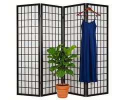 Kamerscherm 4 panelen - 170 x 160 cm - opvouwbaar - zwart-wit