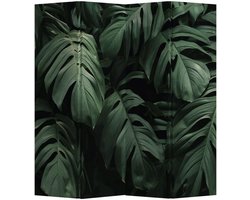Kamerscherm 4 Panelen 180 cm - Dubbelzijdig Botanic Leaves Print - Canvas Scheidingswand - Vouwbaar & Decoratief