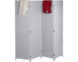 kamerscherm 4 panelen - 180x180 cm - opvouwbaar - modern - kunststof - wit-grijs
