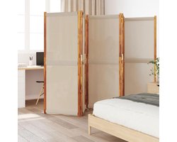 Kamerscherm 5-delig - Ruimteverdeler - Privacy Creëren - Massief Acaciahout - 350 x 180 cm - Taupe