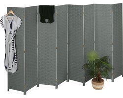 kamerscherm - 8-delig - 170 x 320 cm - opvouwbaar - hout - papiertouw - grijs