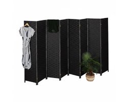 Kamerscherm 8 panelen - 170x320 cm - opvouwbaar - zwart