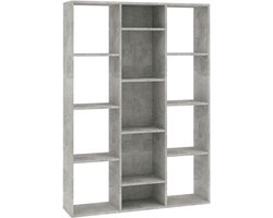 Kamerscherm en Boekenkast met 13 Vakken, 100x140 cm, Beton Grijs