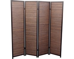 Kamerscherm Hout Bruin 4panelen B176xH180cm Vouwbaar Scheidingswand
