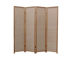 Kamerscherm Hout Naturel - Scheidingswand 4 panelen