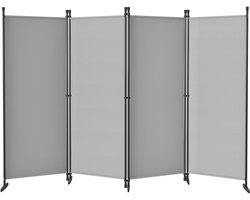 Kamerscherm Inklapbaar Roomdivider – 4 Panelen – 320x180 cm – Privacyscherm voor Woonkamer, Slaapkamer of Tuin – Lichtgrijs
