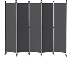 Kamerscherm Inklapbaar Roomdivider – 5 Panelen – 250x180 cm – Privacyscherm voor Woonkamer, Slaapkamer of Tuin – Zwart