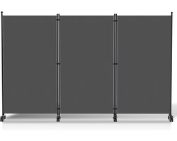 Kamerscherm op wielen met 3 panelen - 263 x 181 cm - Kamerverdeler Tuin Spaanse Muurscheiding Antraciet