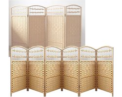 Kamerscherm Opvouwbaar - Ruimteverdeler Afscheiding - Privacy Creëren - Handgeweven Rotan Frame - 6 Panelen 100x40cm - Bruin