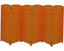 Kamerscherm Opvouwbaar - Ruimteverdeler - Privacy Creëren - Handgeweven Rotan - 120 x 40 cm - Oranje