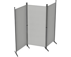 Kamerscherm / Roomdivider Inklapbaar – 3 Panelen – 240x180 cm – Privacyscherm voor Woonkamer, Slaapkamer of Tuin – Lichtgrijs