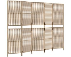 Kamerscherm | Roomdivider | Privacy Scherm 5 panelen poly rattan beige