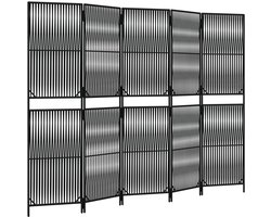 Kamerscherm | Roomdivider | Privacy Scherm 5 panelen poly rattan zwart