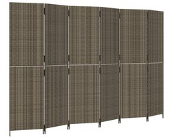 Kamerscherm | Roomdivider | Privacy Scherm 6 panelen poly rattan grijs