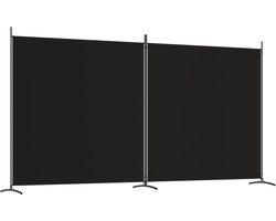 Kamerscherm | Roomdivider | Privacy Scherm met 2 panelen 348x180 cm stof zwart