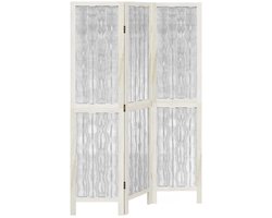 Kamerscherm | Roomdivider | Privacy Scherm met 3 panelen massief paulowniahout wit