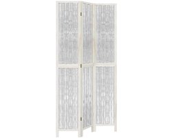 Kamerscherm | Roomdivider | Privacy Scherm met 3 panelen massief paulowniahout wit