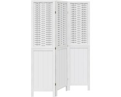 Kamerscherm | Roomdivider | Privacy Scherm met 3 panelen massief paulowniahout wit