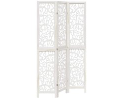 Kamerscherm | Roomdivider | Privacy Scherm met 3 panelen massief paulowniahout wit