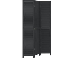 Kamerscherm | Roomdivider | Privacy Scherm met 3 panelen massief paulowniahout zwart