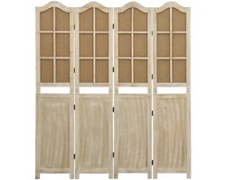 Kamerscherm | Roomdivider | Privacy Scherm met 4 panelen 140x165 cm stof bruin
