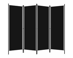 Kamerscherm | Roomdivider | Privacy Scherm met 4 panelen 200x180 cm zwart