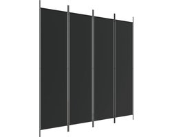 Kamerscherm | Roomdivider | Privacy Scherm met 4 panelen 200x200 cm stof zwart