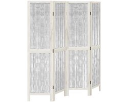 Kamerscherm | Roomdivider | Privacy Scherm met 4 panelen massief paulowniahout wit