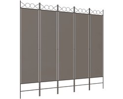 Kamerscherm | Roomdivider | Privacy Scherm met 5 panelen 200x200 cm stof antracietkleurig