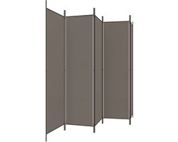 Kamerscherm | Roomdivider | Privacy Scherm met 5 panelen 250x200 cm stof antracietkleurig