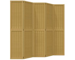 Kamerscherm | Roomdivider | Privacy Scherm met 5 panelen massief paulowniahout bruin