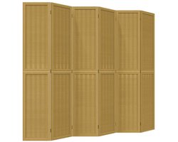 Kamerscherm | Roomdivider | Privacy Scherm met 6 panelen massief paulowniahout bruin
