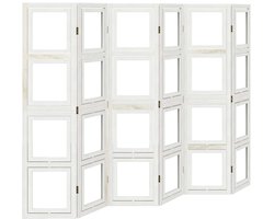 Kamerscherm | Roomdivider | Privacy Scherm met 6 panelen massief paulowniahout wit