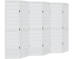 Kamerscherm | Roomdivider | Privacy Scherm met 6 panelen massief paulowniahout wit