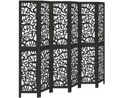 Kamerscherm | Roomdivider | Privacy Scherm met 6 panelen massief paulowniahout zwart